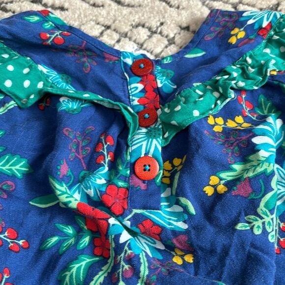 Matilda Jane Merry & Bright Girls Dress Blue Floral Ruffles Long Sleeve sz 8 - Picture 5 of 6